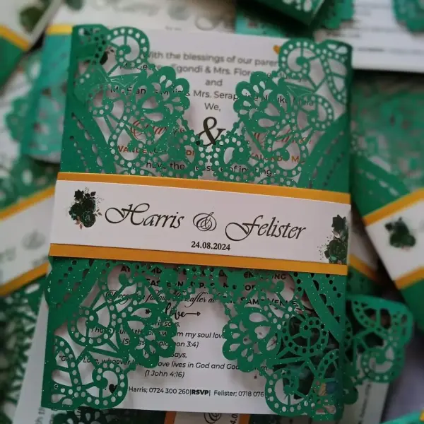 Semi Shape Laser Wedding Card
