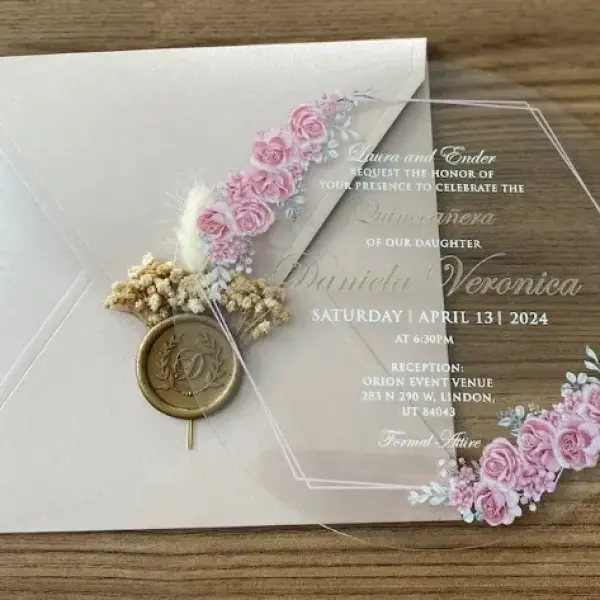Circular Acyric Wedding card